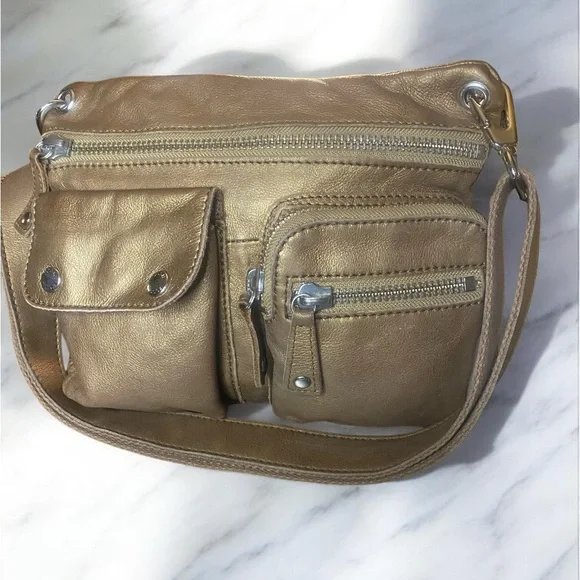 Vintage Fossil Sutter metallic bronze leather crossbody Y2k - Picture 5 of 15